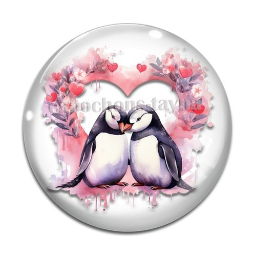 Cabochon pingouin, cabochon résine, verre rond différente taille