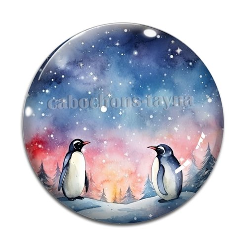 Cabochon pingouin, cabochon résine, verre rond différente taille