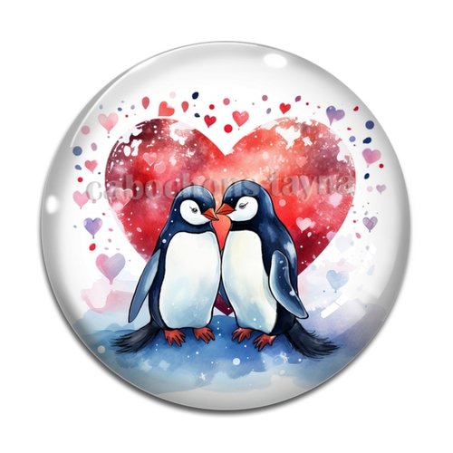Cabochon pingouin, cabochon résine, verre rond différente taille