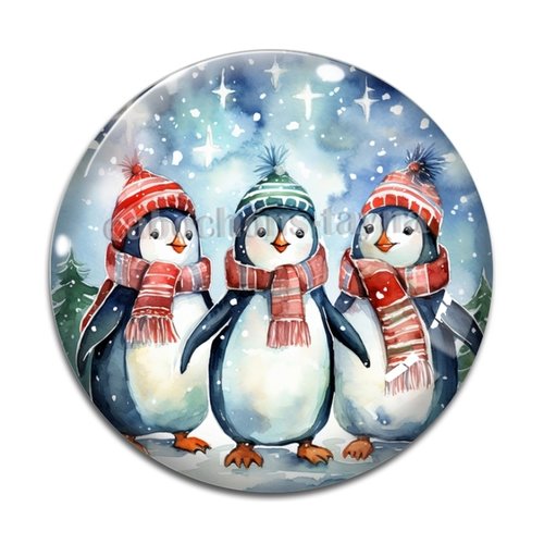 Cabochon pingouin, cabochon résine, verre rond différente taille