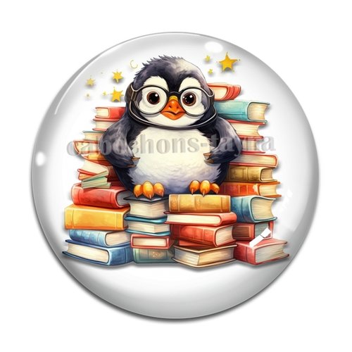 Cabochon pingouin, cabochon résine, verre rond différente taille