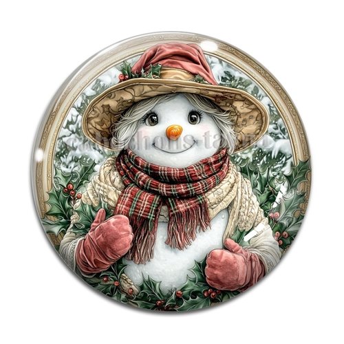 Cabochon joyeux noël bonhomme des neiges, résine ou en verre différente taille