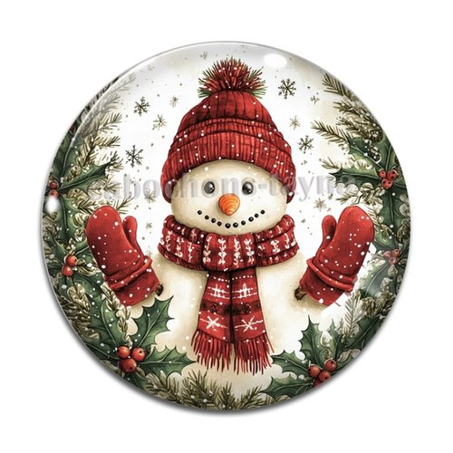 Cabochon joyeux noël bonhomme des neiges, résine ou en verre différente taille