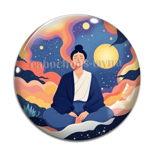 Cabochon méditation yoga, résine ou en verre différente taille
