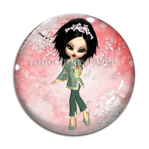 Cabochon fille, résine ou verre différente taille