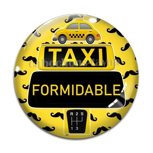 Cabochon taxi, taxi formidable, résine ou verre différente taille
