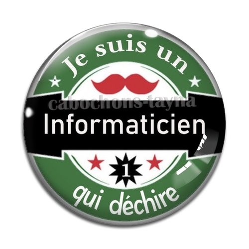 Cabochon informaticien qui déchire, résine ou verre différente taille