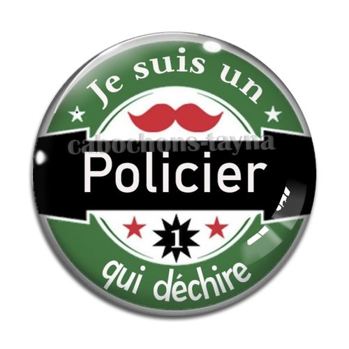 Cabochon policier qui déchire, résine ou verre différente taille