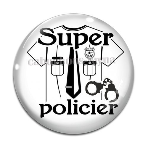 Cabochon super policier, résine ou verre différente taille
