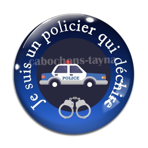 Cabochon policier qui déchire, résine ou verre différente taille