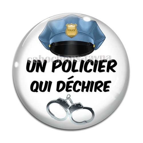 Cabochon policier qui déchire, résine ou verre différente taille