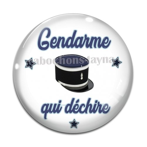 Cabochon gendarme qui déchire, résine ou verre différente taille