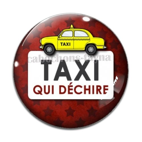 Cabochon taxi, taxi qui déchire, résine ou verre différente taille