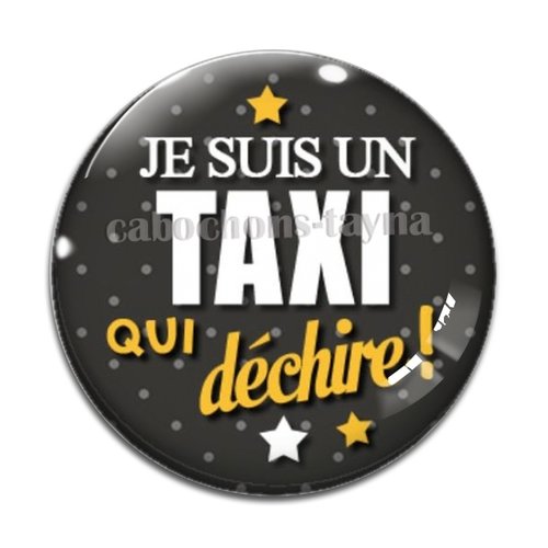 Cabochon taxi, taxi qui déchire, résine ou verre différente taille
