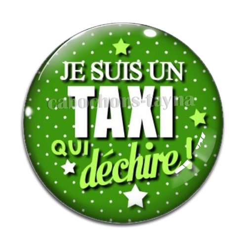 Cabochon taxi, taxi qui déchire, résine ou verre différente taille
