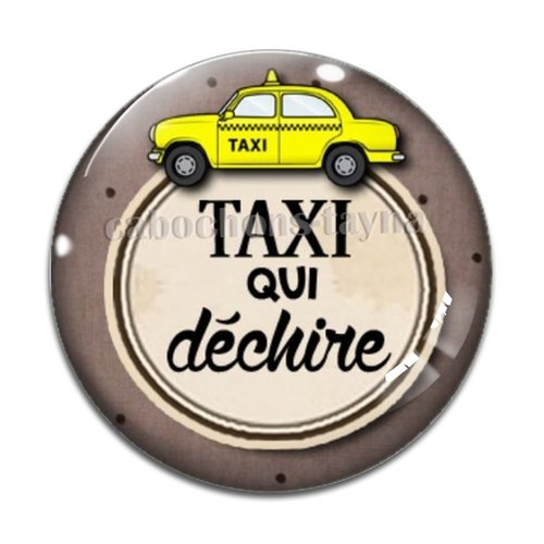 Cabochon taxi, taxi qui déchire, résine ou verre différente taille