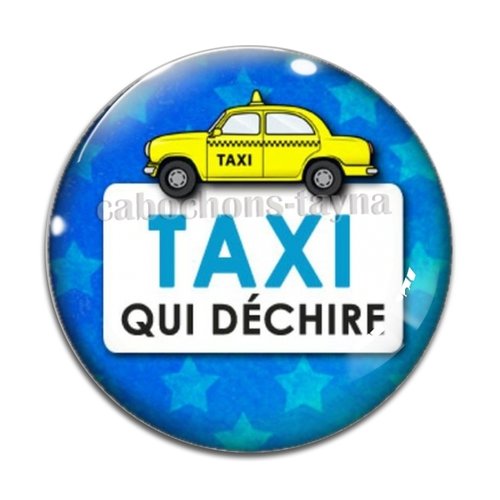 Cabochon taxi, taxi qui déchire, résine ou verre différente taille