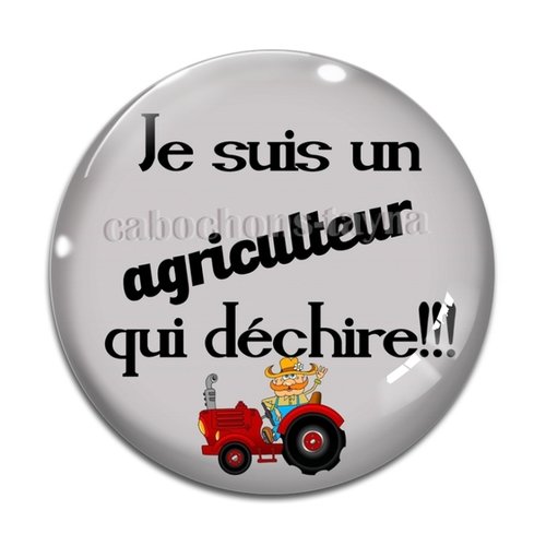 Cabochon agriculteur qui déchire, résine ou verre différente taille