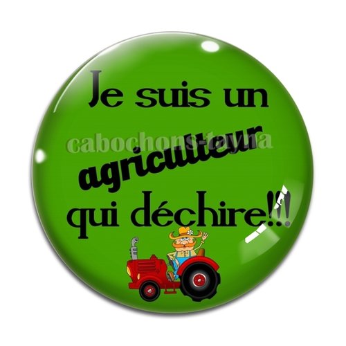 Cabochon agriculteur qui déchire, résine ou verre différente taille