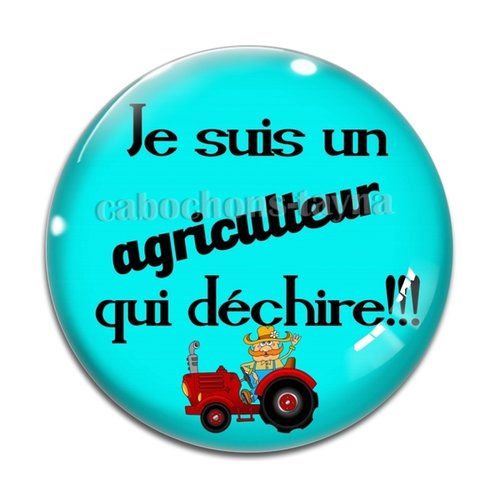 Cabochon agriculteur qui déchire, résine ou verre différente taille