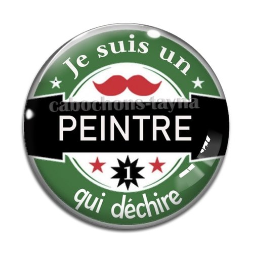 Cabochon je suis un peintre qui déchire, résine ou verre différente taille