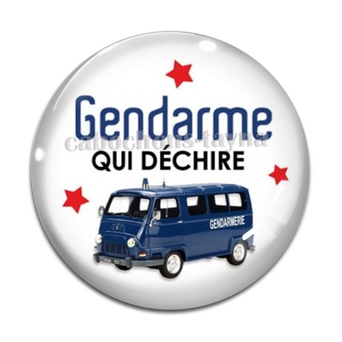 Cabochon gendarme qui déchire, résine ou verre différente taille