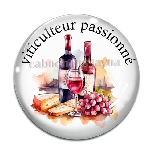 Cabochon viticulteur passionné, résine ou verre différente taille