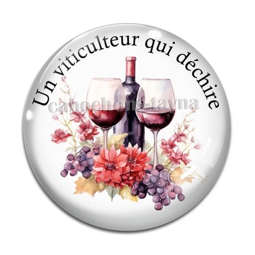 Cabochon viticulteur qui déchire, résine ou verre différente taille