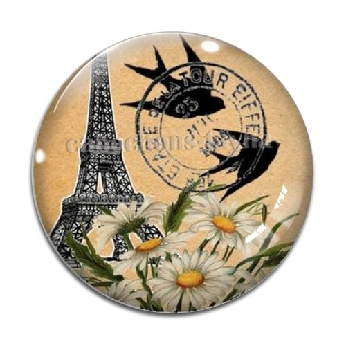 Cabochon j'paris tour effel, résine ou verre différente taille