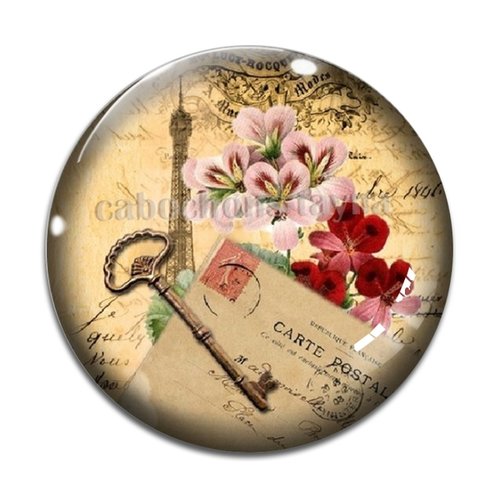 Cabochon j'paris tour effel, résine ou verre différente taille