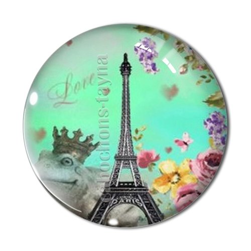 Cabochon j'paris tour effel, résine ou verre différente taille