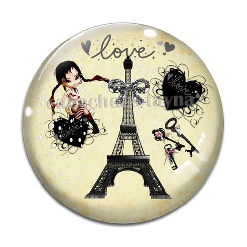 Cabochon j'paris tour effel, résine ou verre différente taille