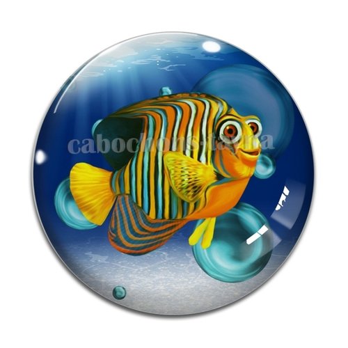 Cabochon poisson, résine ou verre différente taille