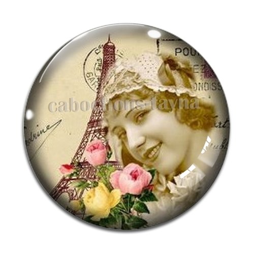 Cabochon femme paris, résine ou verre différente taille