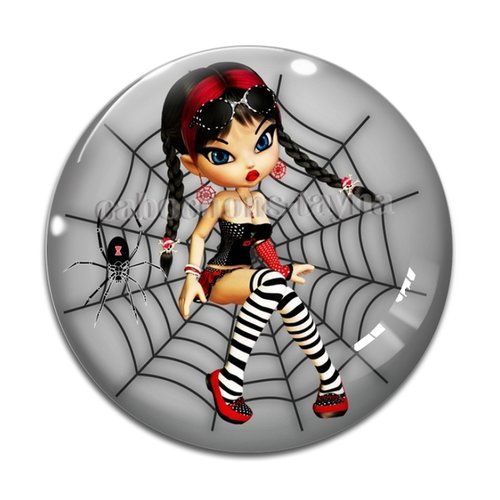Cabochon fille gotique, résine ou verre différente taille