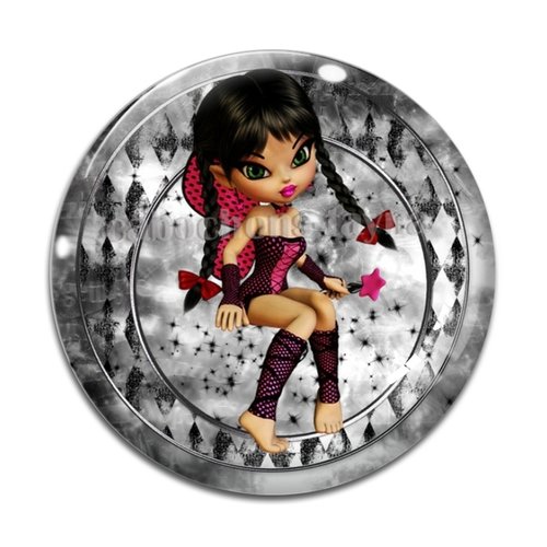 Cabochon fille gotique, résine ou verre différente taille