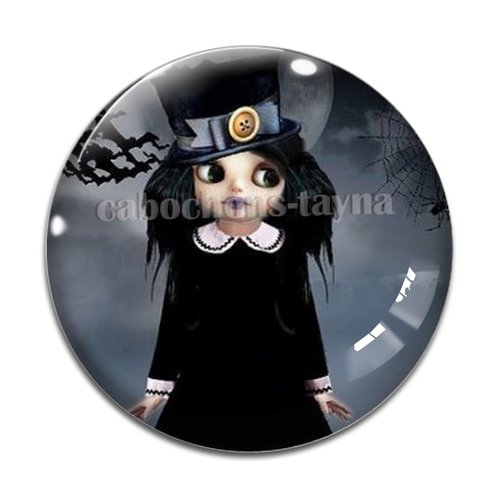 Cabochon fille gotique, résine ou verre différente taille