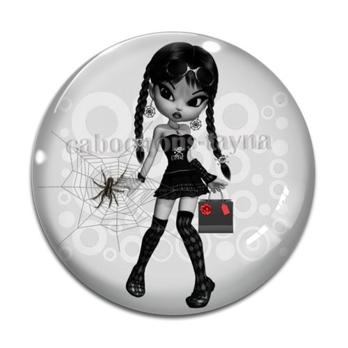 Cabochon fille gotique, résine ou verre différente taille
