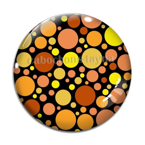 Cabochon motif rond orange jaune, en résine ou en verre différente taille