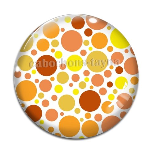Cabochon motif rond orange jaune, en résine ou en verre différente taille