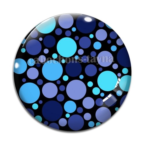 Cabochon motif rond bleu, en résine ou en verre différente taille