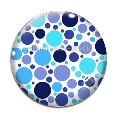 Cabochon motif rond bleu, en résine ou en verre différente taille