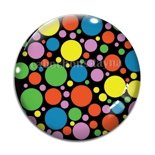 Cabochon motif rond multicolore, en résine ou en verre différente taille
