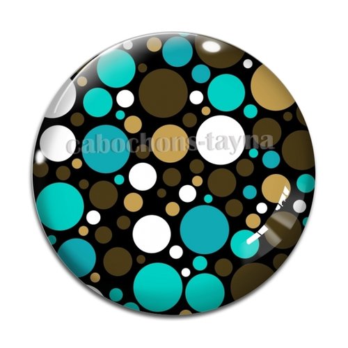 Cabochon motif rond bleu et marron, en résine ou en verre différente taille