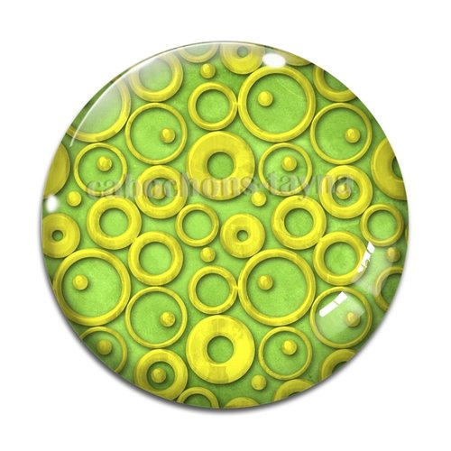 Cabochon motif rond jaune et vert, en résine ou en verre différente taille