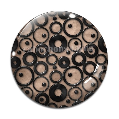 Cabochon motif rond noir et marron, en résine ou en verre différente taille
