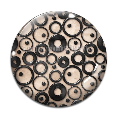 Cabochon motif rond noir beige, en résine ou en verre différente taille