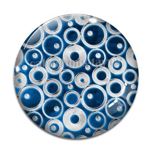 Cabochon motif rond bleu, en résine ou en verre différente taille