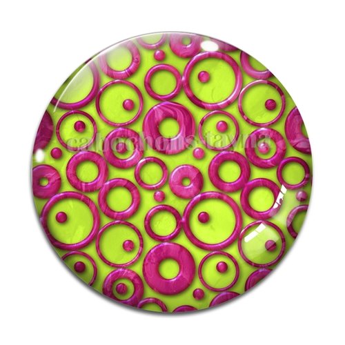 Cabochon motif rond vert rose, en résine ou en verre différente taille