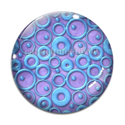 Cabochon motif rond bleu, lilas, en résine ou en verre différente taille